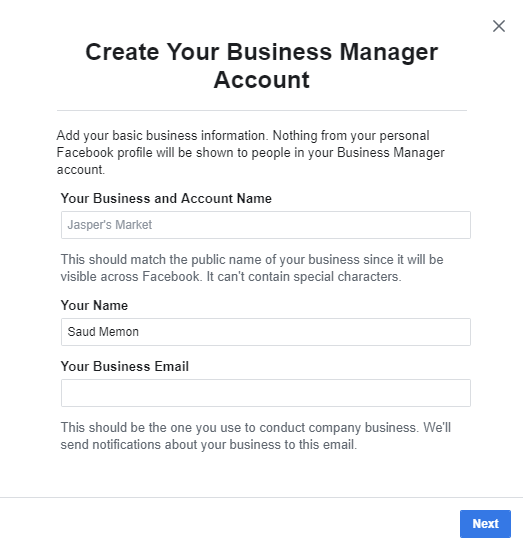 business manager account