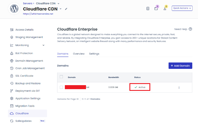 check your cloudflare enterprise add-on status
