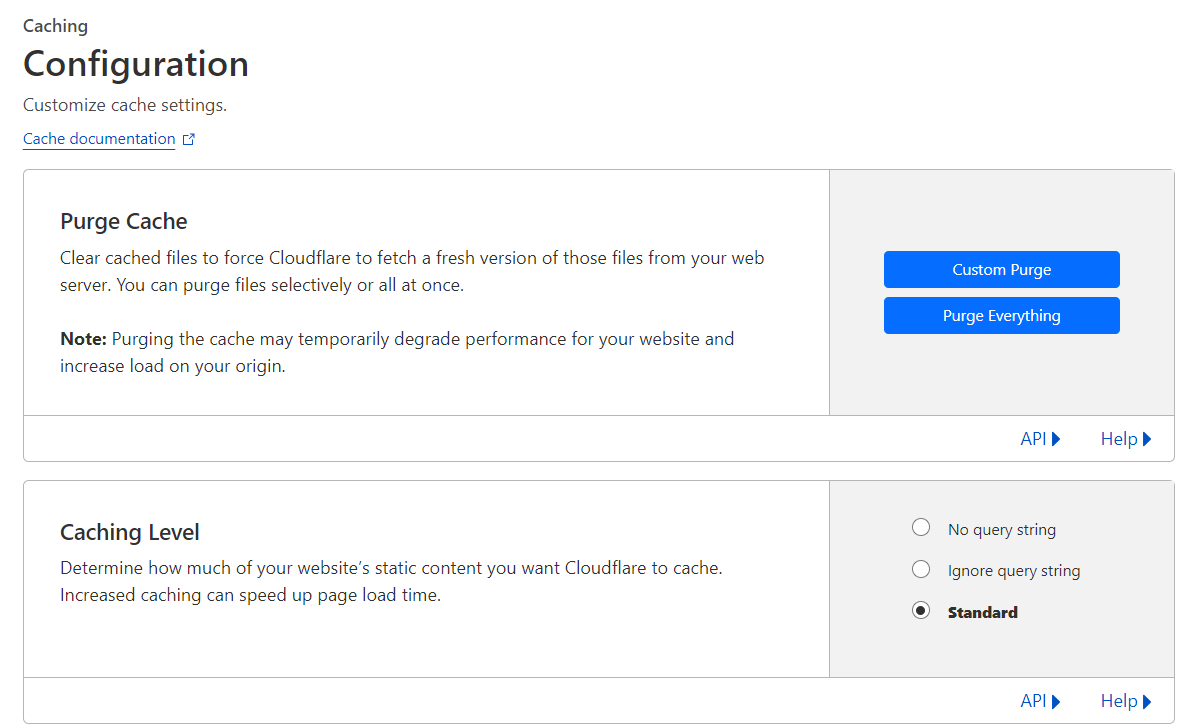 cloudflare caching options