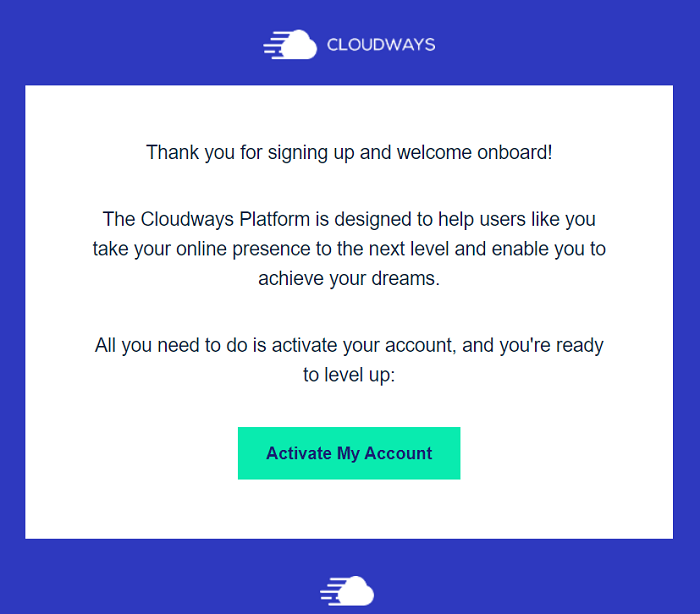cloudways account activation page