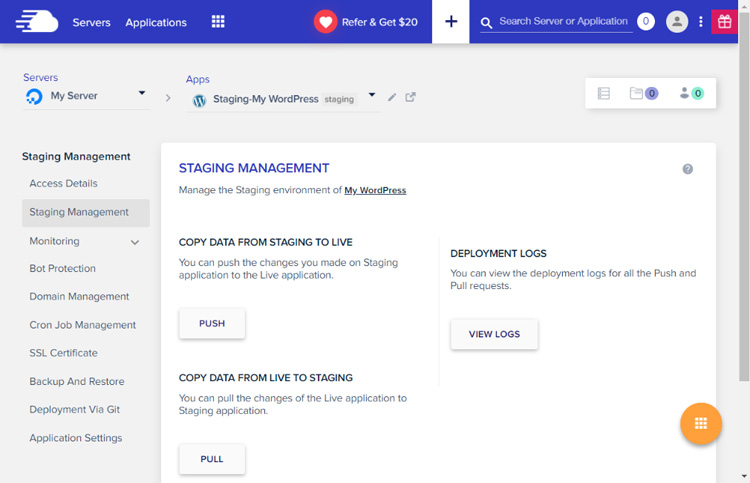 cloudways staging feature