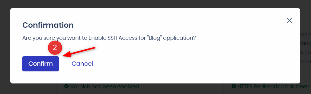 confirm enabling SSH access