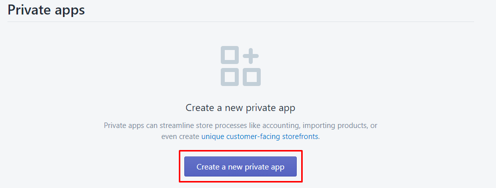 create a new private app