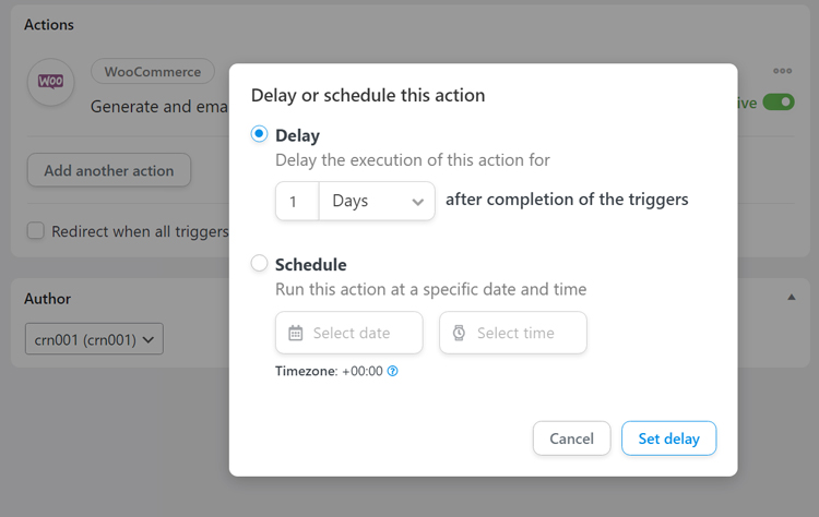 delay or schedule action