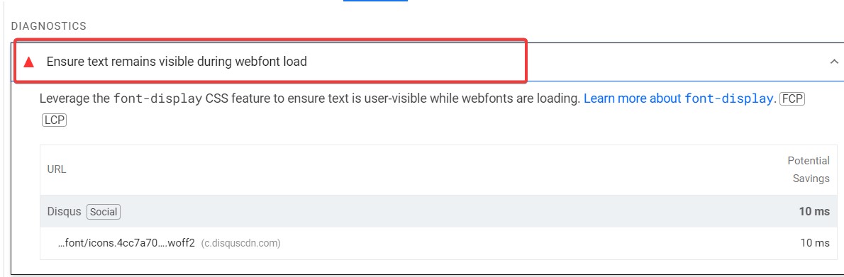 ensure text remains visible during webfont load warning