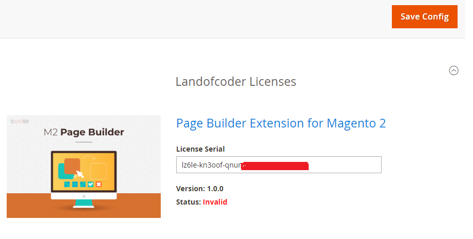 enter license Magento page builder