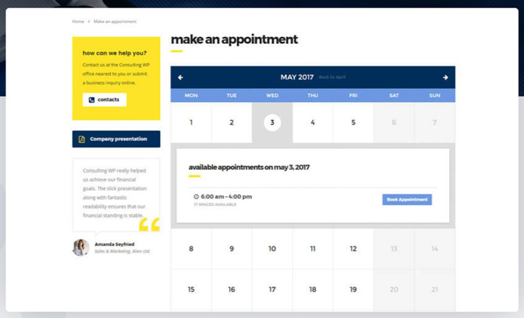 consulting theme events and appointment module