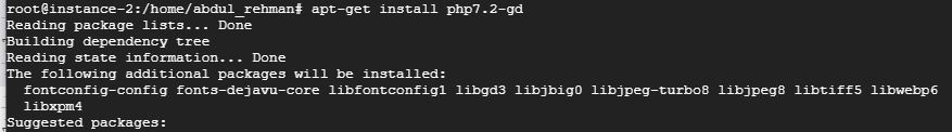 execute 'apt-get install php7.2-gd' to complete the installation, ensuring the inclusion of PHP 7.2 GD extension for enhanced functionality