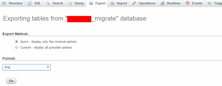 export mysql database