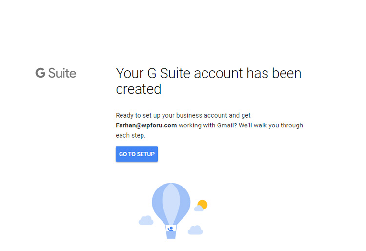 g suite account created