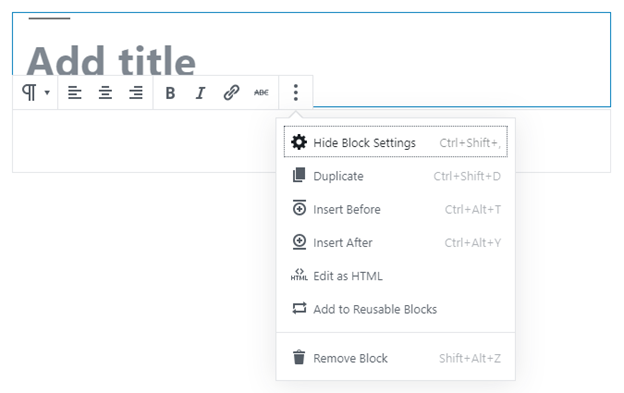 gutenberg block settings