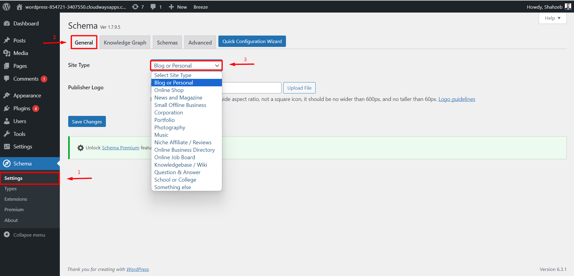 head to Schema Plugin » General Settings and select the 'Site Types' tab to see all your post types listed