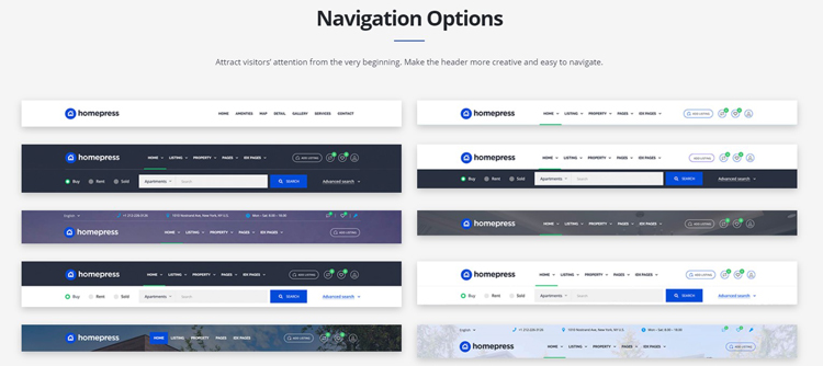 header and navigation bar