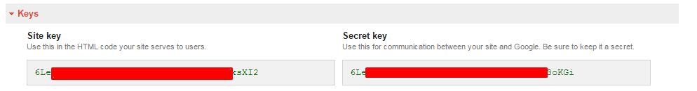 google recaptcha keys