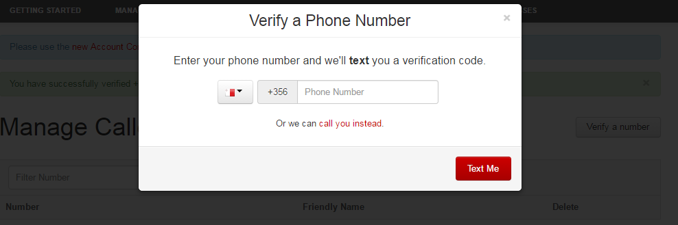 Verify Numbers to Send Message