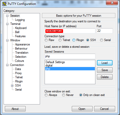 connecting using putty