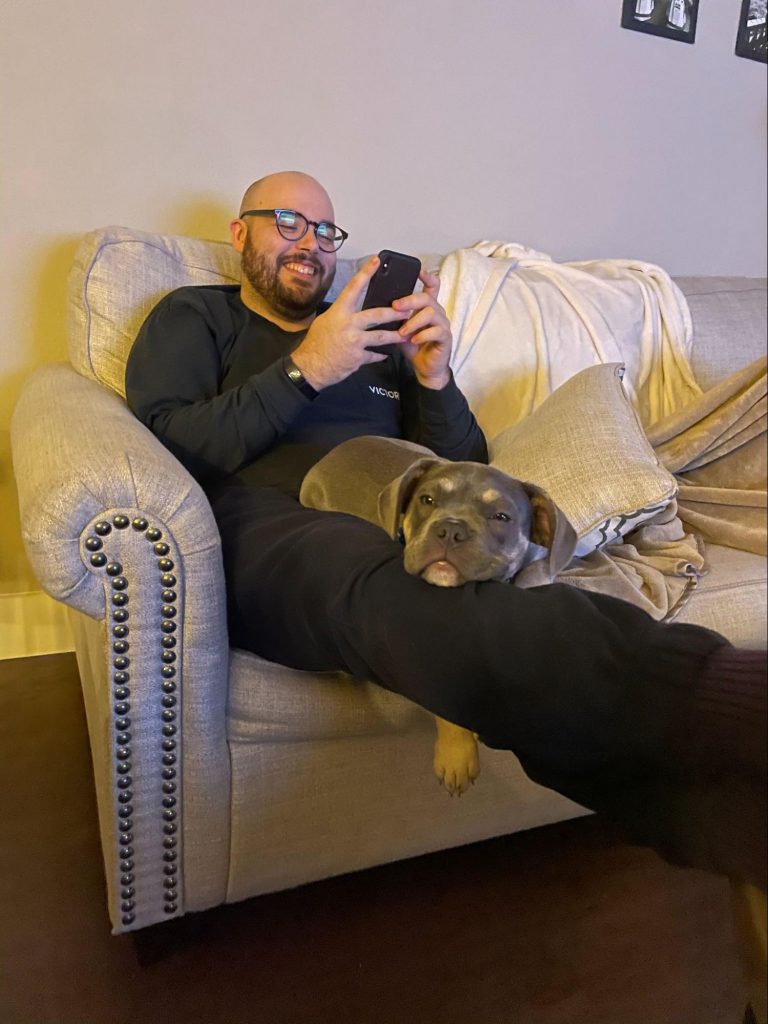 Quentin spending quality time with their pets