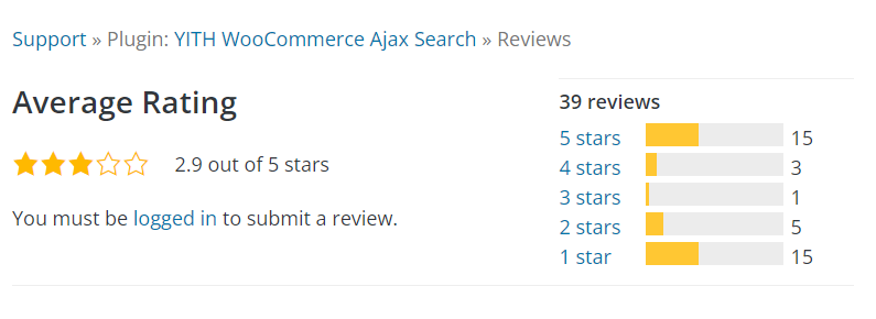 YITH WooCommerce Ajax Search rating