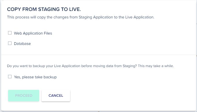 Copy from Staging to Live