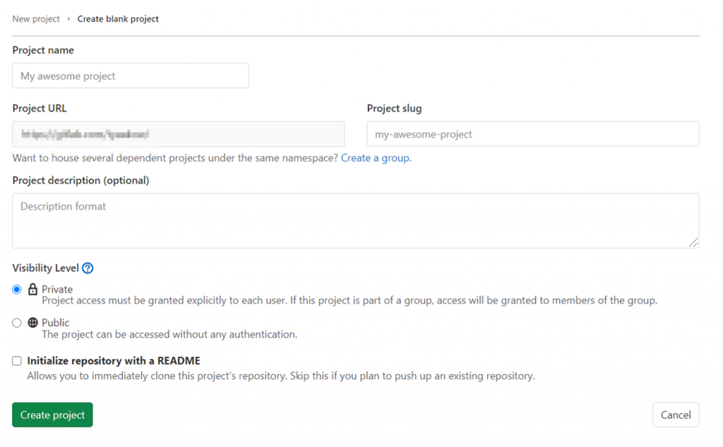 create project in gitlab