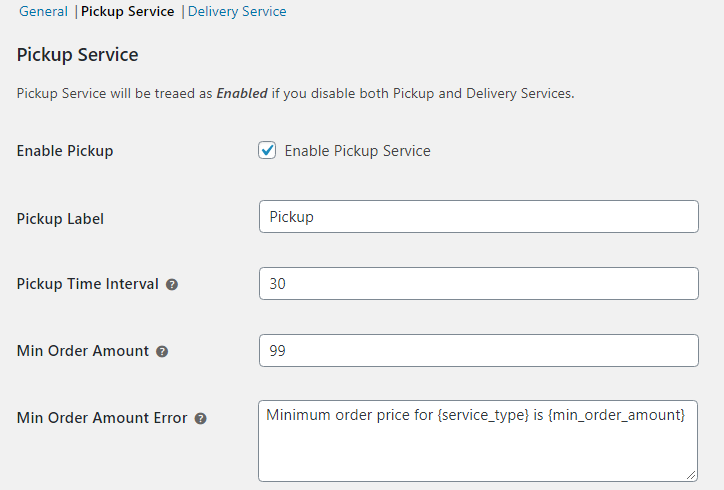 woocommerce food delivery plugin settings
