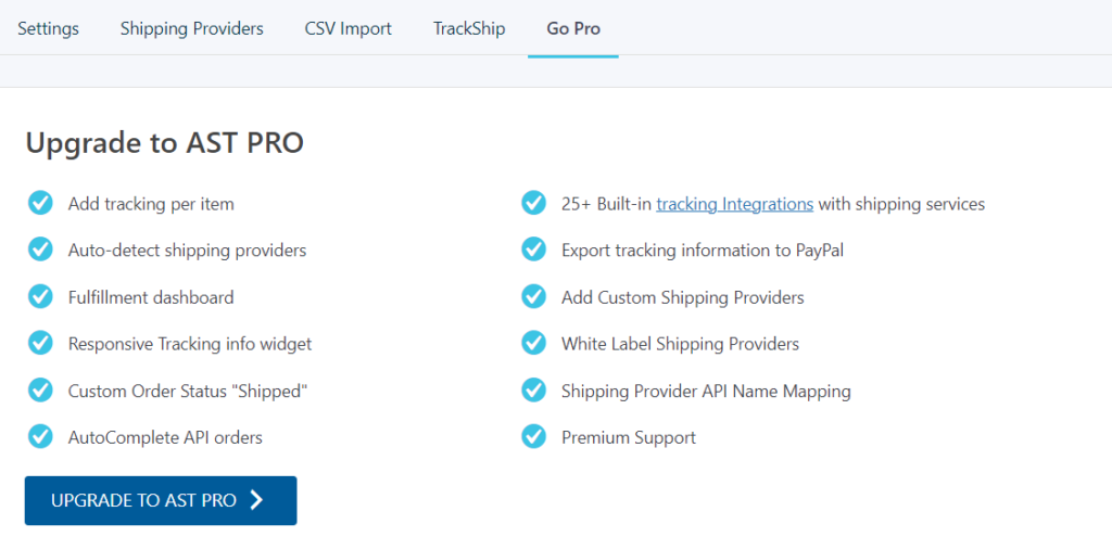 upgrade to Advanced Shipment Tracking Pro.