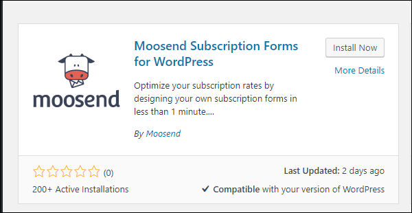  Install Moosend’s Subscription Forms for WordPress