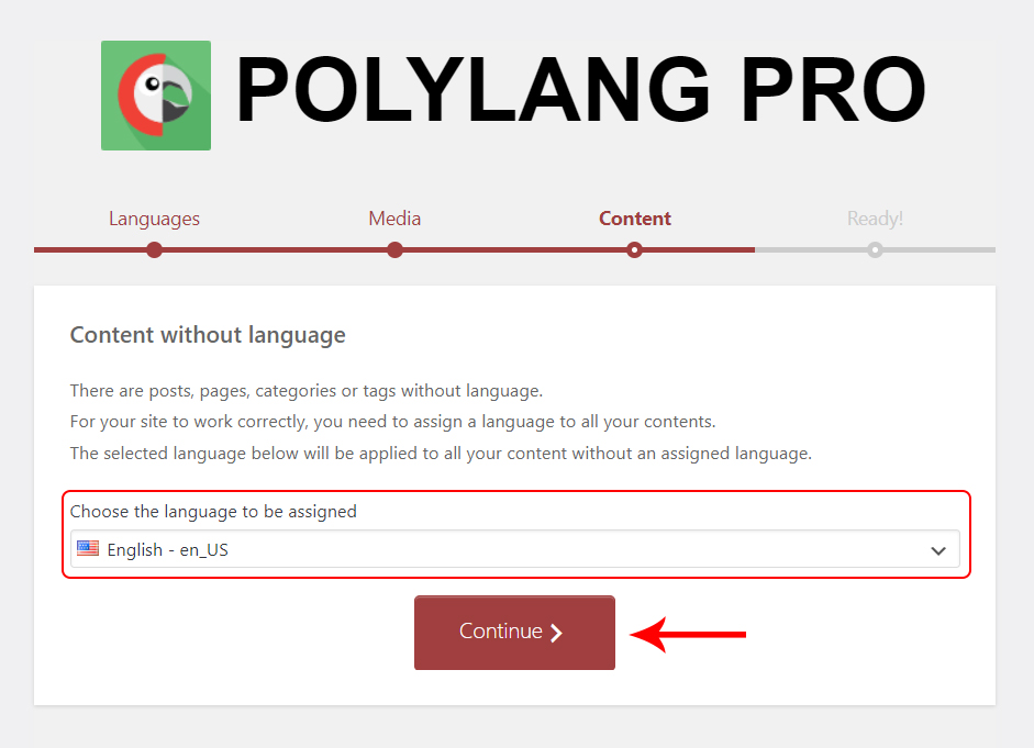 Polylang choose language