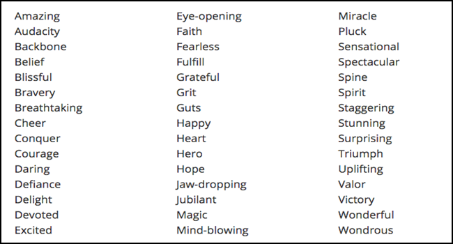 Jon Morrow’s list of power words