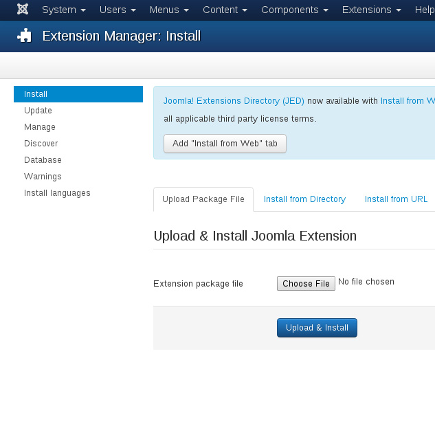 Extension Manager Installation