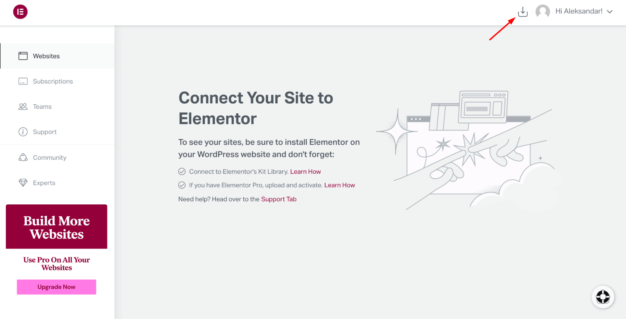 Connect Your Site to Elementor