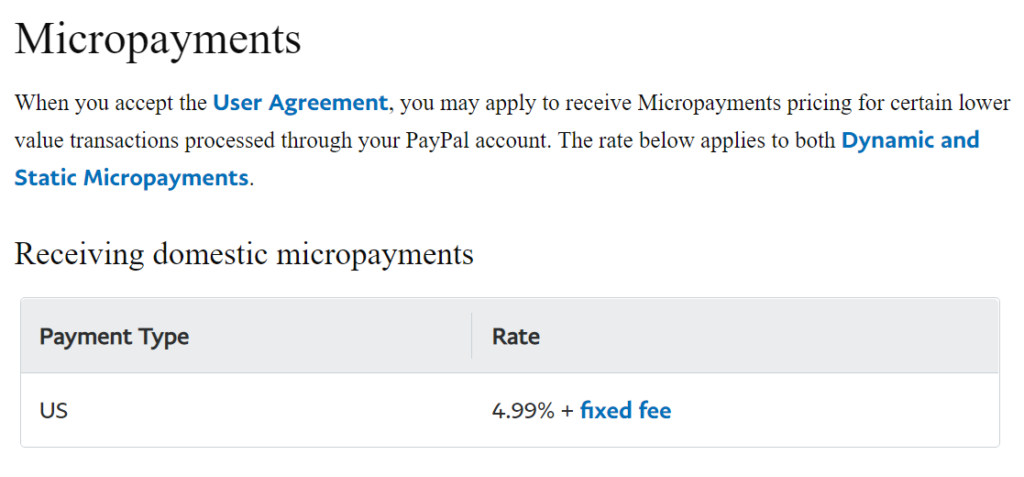 PayPal micropayments