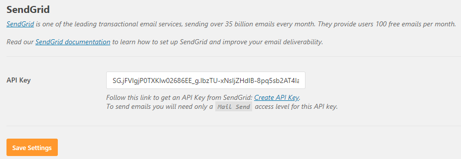 Sendgrid API key