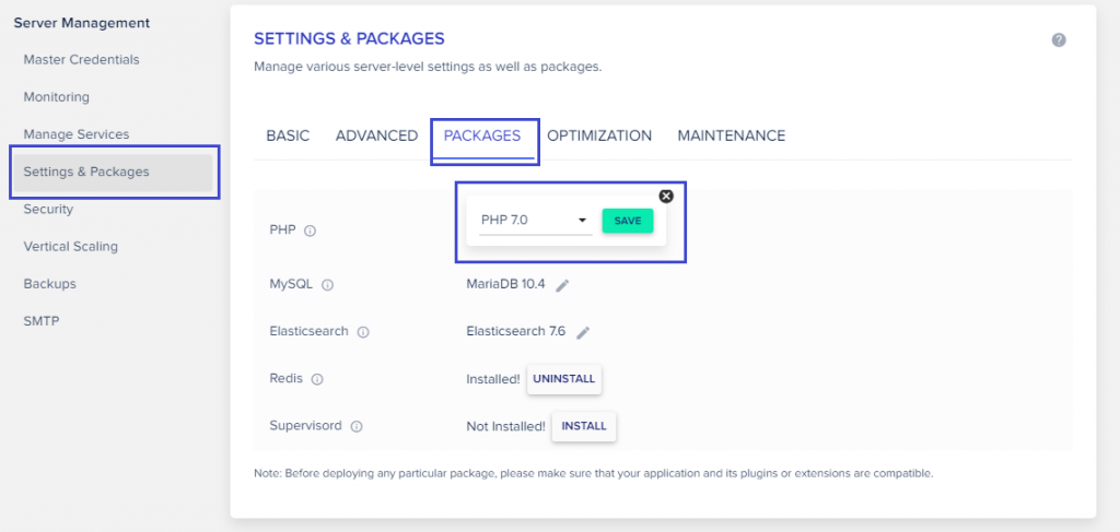 Setting & Packages PHP 7