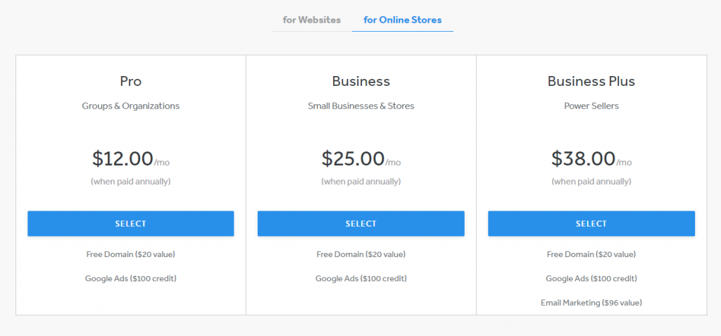 Weebly pricing for online store