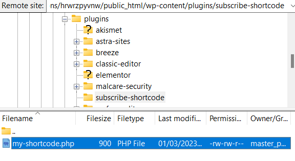 shortcode plugin folder