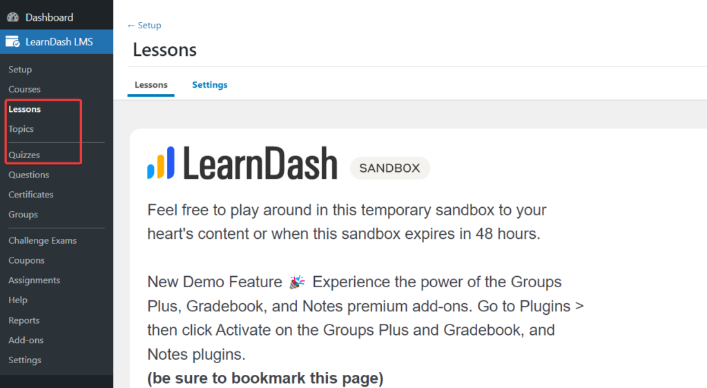 LearnDash Lesson Dashboard