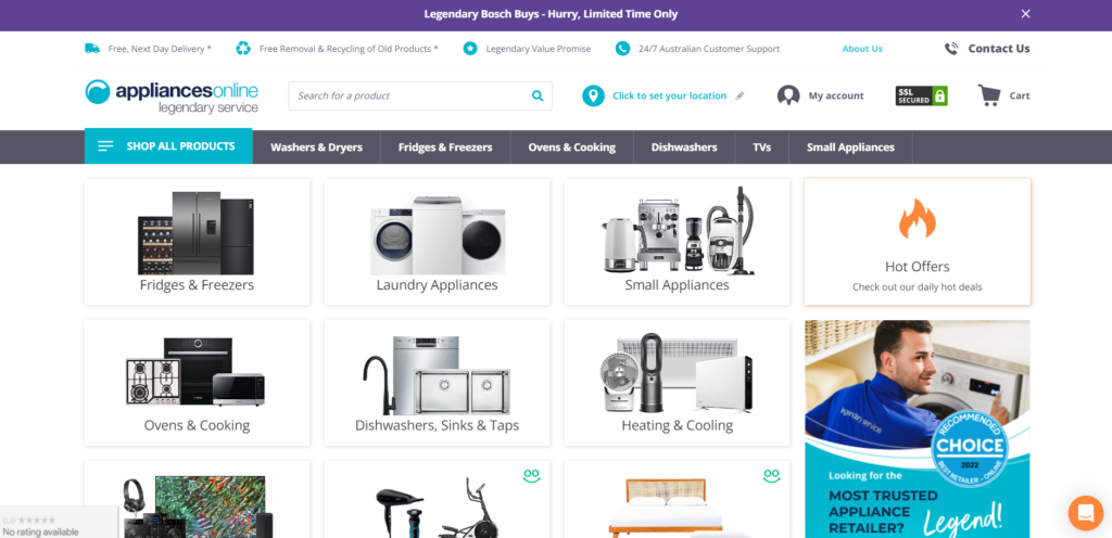 Appliances Online Website Design
