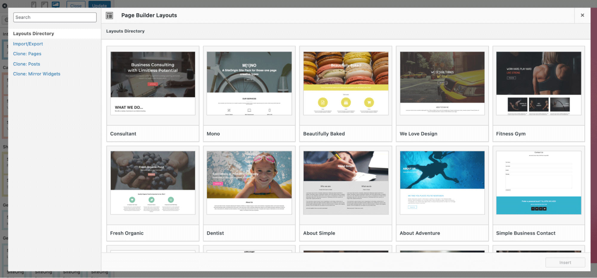 page builder layouts