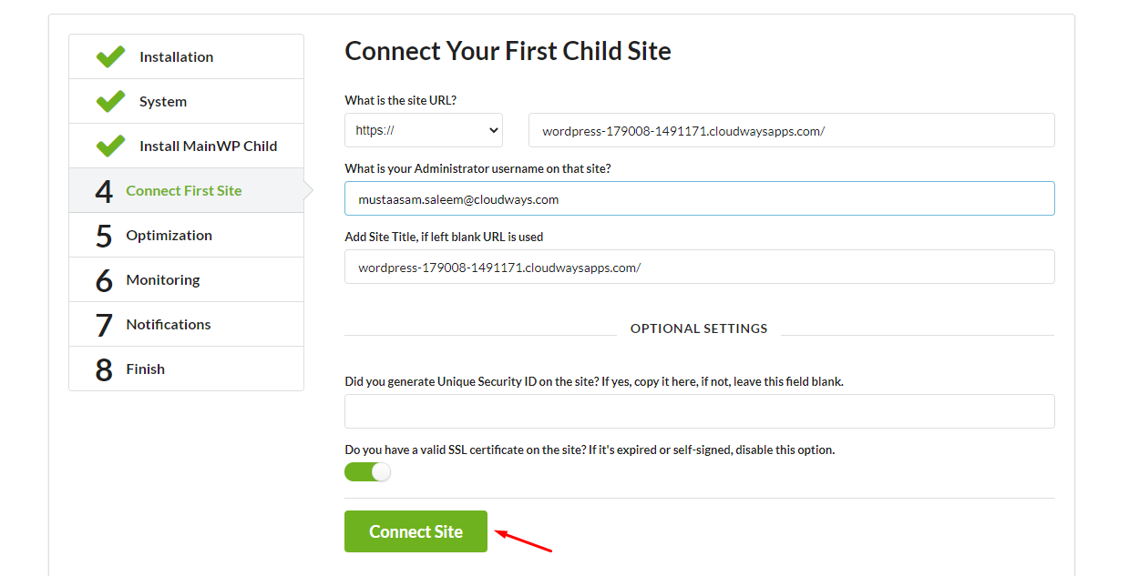 Connect First Site