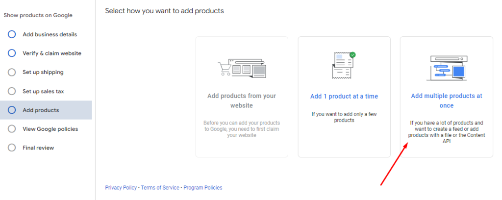 Add multiple products at once