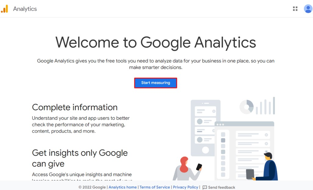  Google Analytics homepage