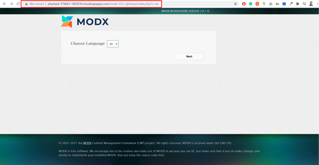 MODX configured