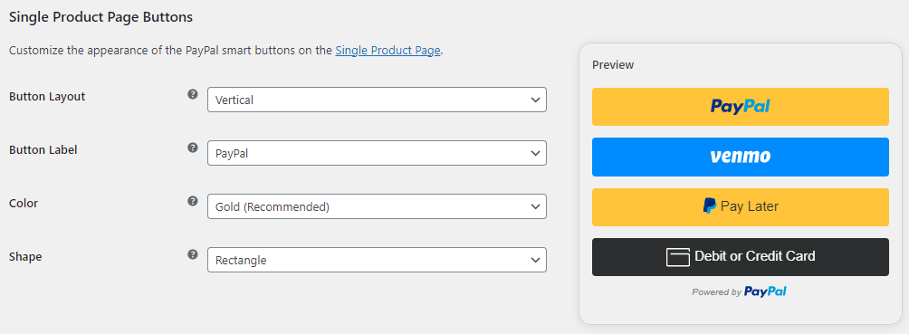 Single Product Page Buttons 