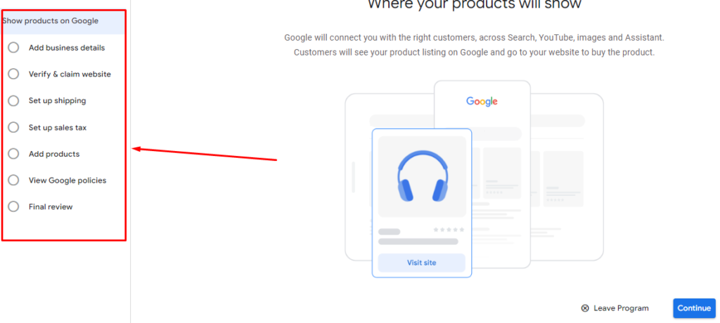 show products on Google