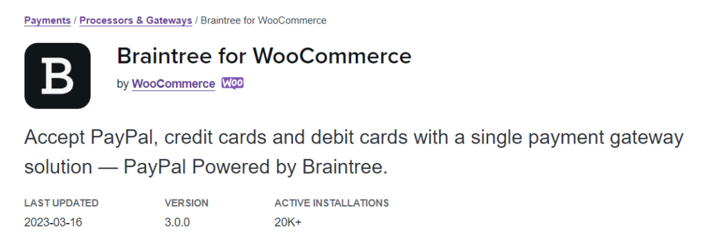 WooCommerce PayPal Powered by Braintree Payment Gateway
