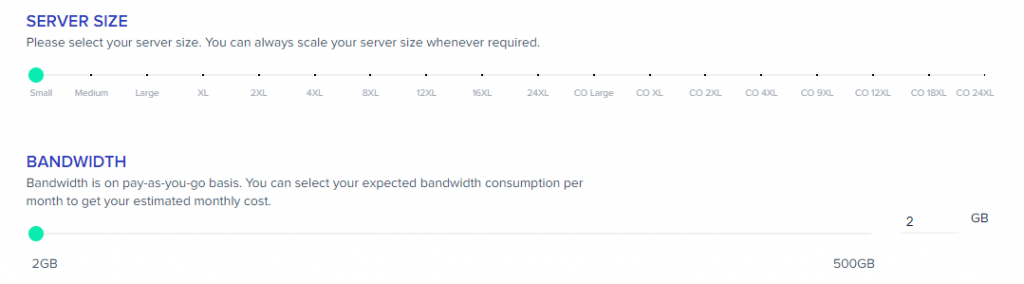 server size and bandwidth