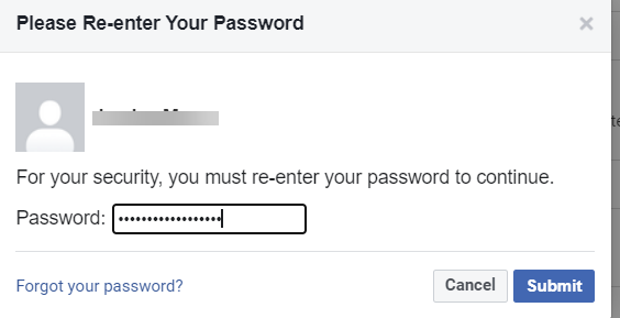 enter your Facebook password