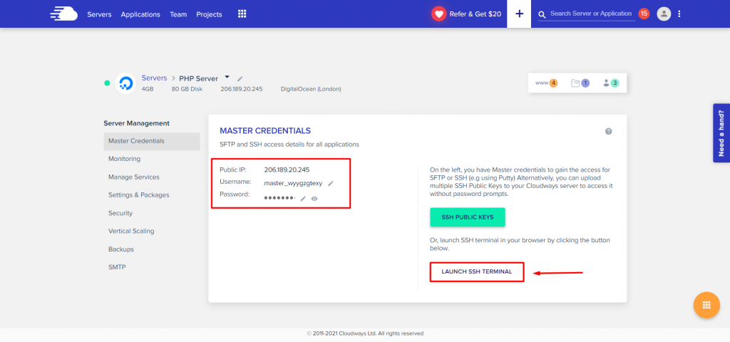 cloudways credential