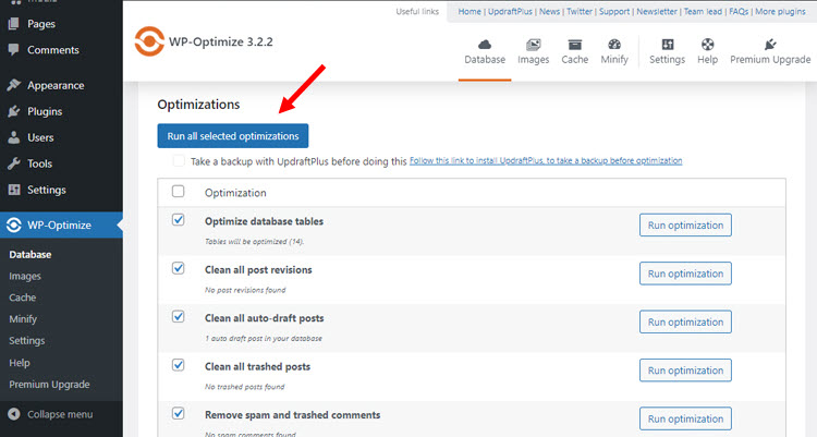WP-Optimize Database Options